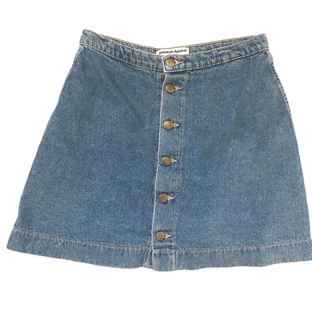 American apparel button front denim skirt